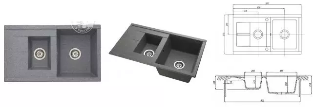 Мойка для кухни «Aquaton» Делия 87/51 искусственный камень серая универсальная