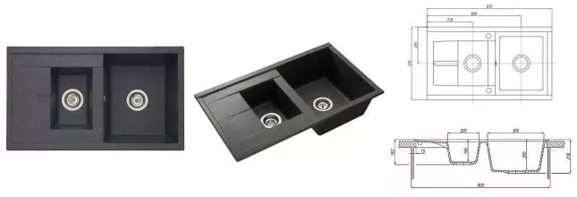 Мойка для кухни «Aquaton» Делия 87/51 искусственный камень графит универсальная