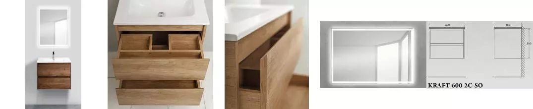 Мебель для ванной подвесная «Belbagno» Kraft 60 Rovere Tabacco Мебель для ванной подвесная «Belbagno» Kraft 60 Rovere Tabacco