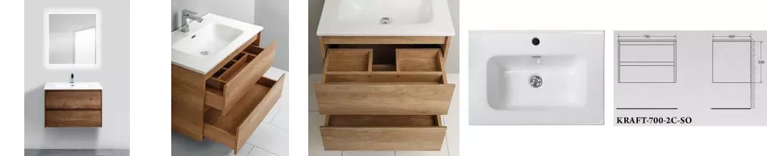 Мебель для ванной подвесная «Belbagno» Kraft 70 Rovere Tabacco Мебель для ванной подвесная «Belbagno» Kraft 70 Rovere Tabacco