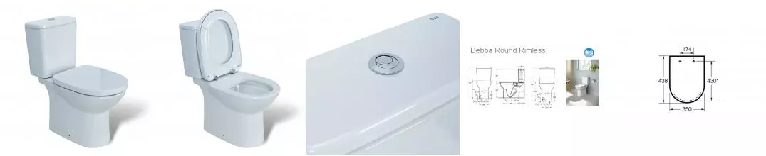 Унитаз компакт безободковый «Roca» Debba Round Rimless 734299P00Y/734199100Y (7801B2200B) белый с сиденьем supralit с микролифтом белое Унитаз компакт безободковый «Roca» Debba Round Rimless 734299P00Y/734199100Y (7801B2200B) белый с сиденьем supralit с микролифтом белое