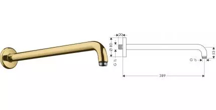 Кронштейн для верхнего душа «Hansgrohe» 27413990 38,9 полированное золото