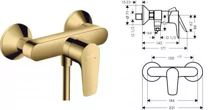 Смеситель для душа «Hansgrohe» Talis E 71760990 полированное золото Смеситель для душа «Hansgrohe» Talis E 71760990 полированное золото