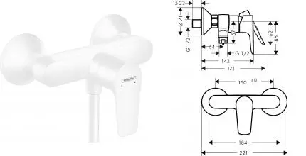 Смеситель для душа «Hansgrohe» Talis E 71760700 белый матовый