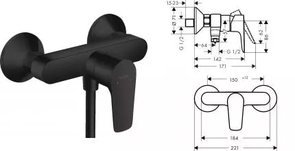 Смеситель для душа «Hansgrohe» Talis E 71760670 чёрный матовый