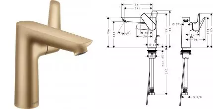 Смеситель для раковины «Hansgrohe» Talis E 71754140 с донным клапаном шлифованная бронза Смеситель для раковины «Hansgrohe» Talis E 71754140 с донным клапаном шлифованная бронза