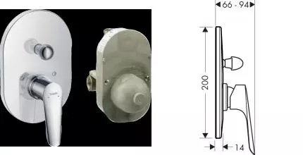 71408000 HG Logis E смеситель для ванны (внешняя и скрытая часть) · Hansgrohe, 71408000