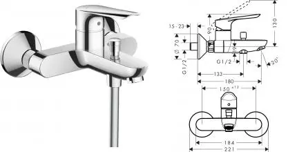 Смеситель для ванны «Hansgrohe» Logis E 71403000 хром