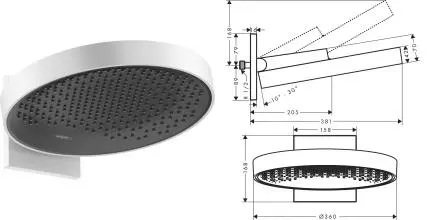 Верхний душ «Hansgrohe» Rainfinity 26230700 белый матовый Верхний душ «Hansgrohe» Rainfinity 26230700 белый матовый