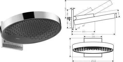 Верхний душ «Hansgrohe» Rainfinity 26230000 хром