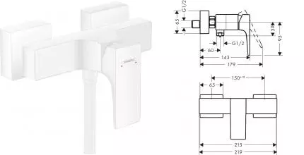 Смеситель для душа «Hansgrohe» Metropol 32560700 белый матовый