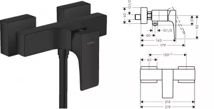 Смеситель для душа «Hansgrohe» Metropol 32560670 чёрный матовый Смеситель для душа «Hansgrohe» Metropol 32560670 чёрный матовый