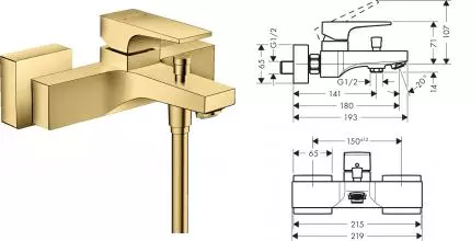 Смеситель для ванны «Hansgrohe» Metropol 32540990 полированное золото