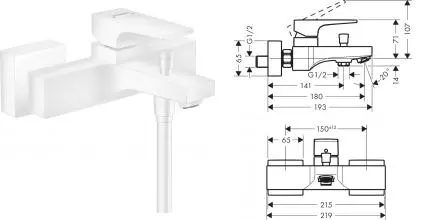 Смеситель для ванны «Hansgrohe» Metropol 32540700 белый матовый