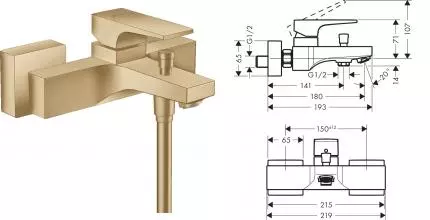 Смеситель для ванны «Hansgrohe» Metropol 32540140 шлифованная бронза