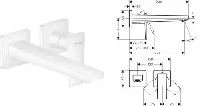 32526700 HG Metropol смеситель для раковины из стены · Metropol, Hansgrohe, 32526700