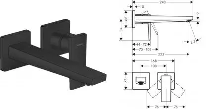 32526670 HG Metropol смеситель для раковины из стены · Metropol, Hansgrohe, 32526670
