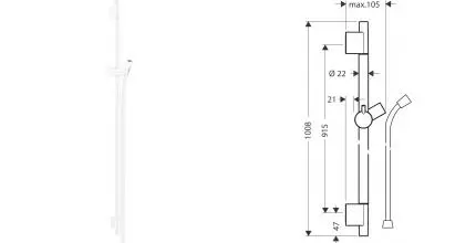 Штанга для душа «Hansgrohe» Unica S Puro 28631700 со шлангом 160 см белая матовая Штанга для душа «Hansgrohe» Unica S Puro 28631700 со шлангом 160 см белая матовая