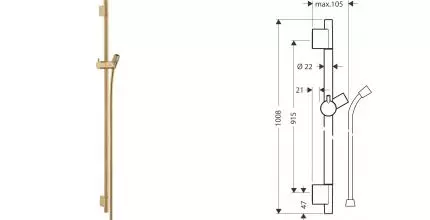 Штанга для душа «Hansgrohe» Unica S Puro 28631140 со шлангом 160 см шлифованная бронза