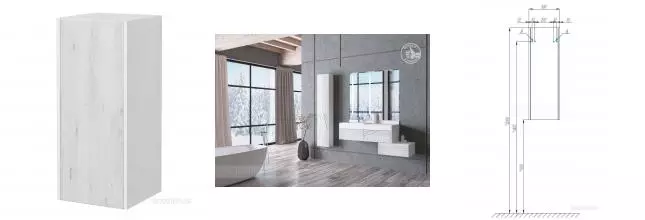 Подвесной шкаф «Aquaton» Сакура 33 подвесной ольха наварра/белый левый Подвесной шкаф «Aquaton» Сакура 33 подвесной ольха наварра/белый левый