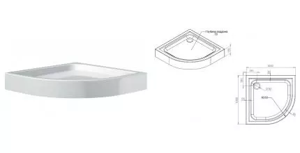 Душевой поддон «Am.Pm» Gem W90T-401-100W 100/100 средний акриловый четверть круга белый с сифоном Душевой поддон «Am.Pm» Gem W90T-401-100W 100/100 средний акриловый четверть круга белый с сифоном