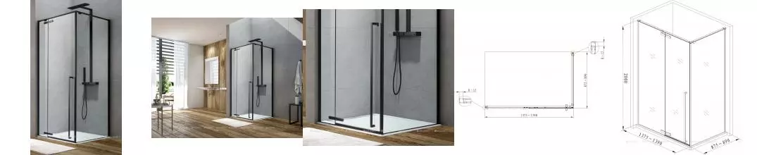 Душевой угол-ограждение «Aquanet» Ideal 140/90 прозрачный/чёрный прямоугольный без поддона универсальный Душевой угол-ограждение «Aquanet» Ideal 140/90 прозрачный/чёрный прямоугольный без поддона универсальный