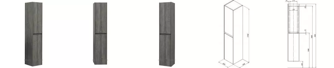 Пенал «Aquanet» Nova Lite 35 подвесной дуб рошелье правый