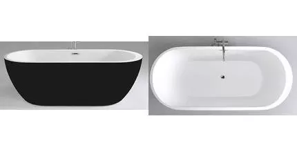 Ванна акриловая «Black & White» SB105 170/80 с сифоном чёрная