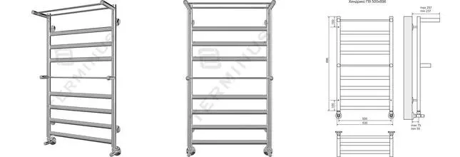 Водяной полотенцесушитель «Terminus» Хендрикс+ П9 53/90 хром с полкой