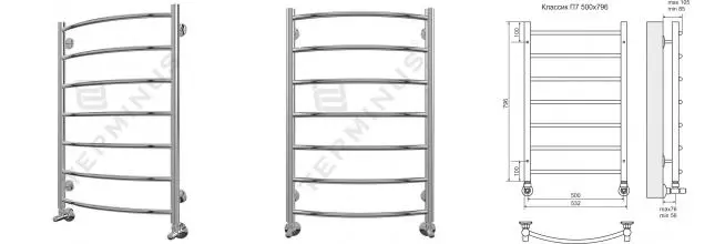 Водяной полотенцесушитель «Terminus» Классик П7 53/80 хром