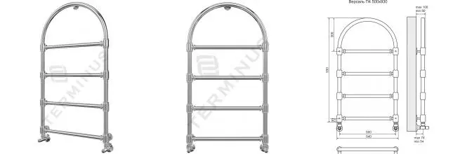 Водяной полотенцесушитель «Terminus» Версаль П4 54/93 хром 