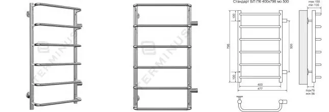 Водяной полотенцесушитель «Terminus» Стандарт П6 48/80 хром универсальный