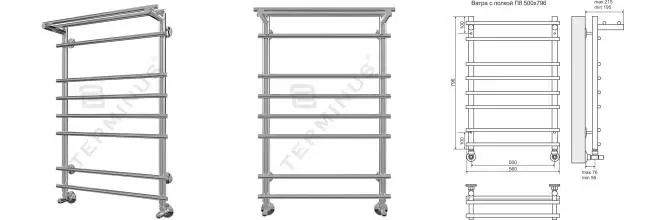 Водяной полотенцесушитель «Terminus» Ватра П8 56/80 хром с полкой