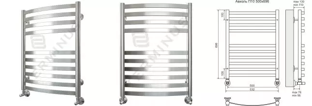 Водяной полотенцесушитель «Terminus» Авиэль П10 53/70 хром