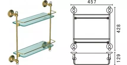 Полка в ванну «Art&Max» Antic Crystal AM-E-2682BSJ-Do на стену золото Полка в ванну «Art&Max» Antic Crystal AM-E-2682BSJ-Do на стену золото