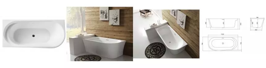 Ванна акриловая «Belbagno» BB410 150/78 с донным клапаном с ножками без сифона белая левая