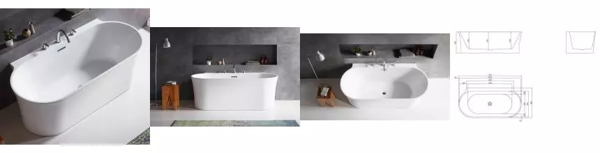 Ванна акриловая «Belbagno» BB409 170/80 с ножками с сифоном белая