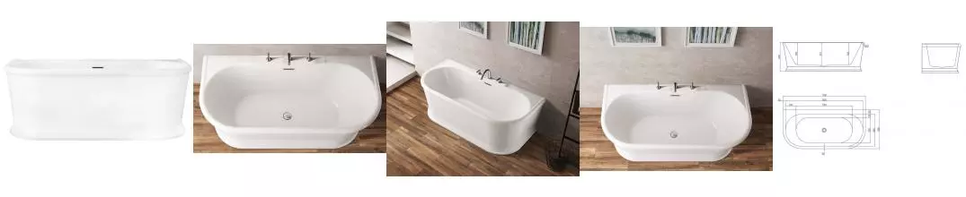 Ванна акриловая «Belbagno» BB408 170/80 с ножками перелив без сифона белая