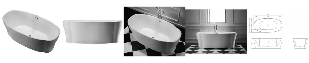 Ванна акриловая «Belbagno» BB403 170/85 с ножками с сифоном белая