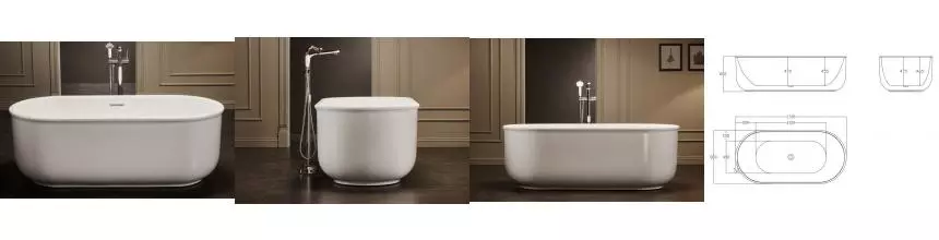 Ванна акриловая «Belbagno» BB401 170/80 с ножками с сифоном белая