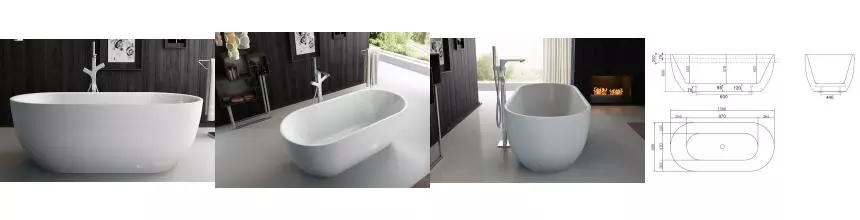 Ванна акриловая «Belbagno» BB70 150/80 с донным клапаном с ножками без сифона белая