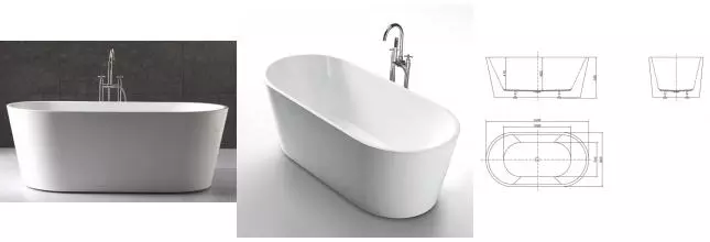 Ванна акриловая «Belbagno» BB202 160/80 с ножками с сифоном белая Ванна акриловая «Belbagno» BB202 160/80 с ножками с сифоном белая