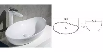 Раковина «Belbagno» 52/34 BB1362 фаянсовая белая Раковина «Belbagno» 52/34 BB1362 фаянсовая белая