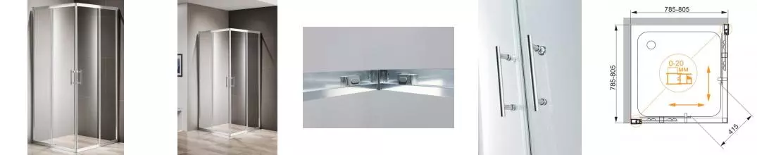 Душевой угол-ограждение «Cezares» Momento-A-2-80-C-Cr 80/80 прозрачный/хром квадратный без поддона универсальный Душевой угол-ограждение «Cezares» Momento-A-2-80-C-Cr 80/80 прозрачный/хром квадратный без поддона универсальный