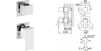 Смеситель для душа «Cezares» PORTA-VDIM4-M-01 хром