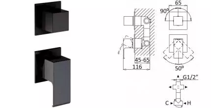 Смеситель для душа «Cezares» PORTA-VDIM3-M-NOP чёрный матовый