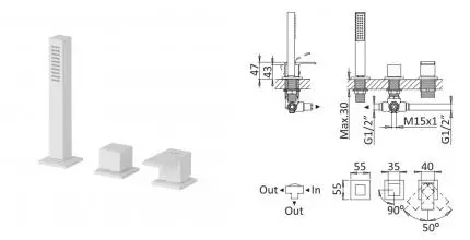 Смеситель на борт ванны «Cezares» PORTA-BVDM3-BIO белый матовый