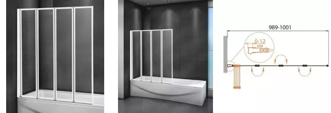 Шторка на ванну стеклянная «Cezares» RELAX-V-4-100/140-C-Bi прозрачная универсальная Шторка на ванну стеклянная «Cezares» RELAX-V-4-100/140-C-Bi прозрачная универсальная