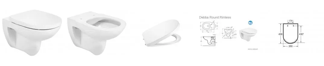 Подвесной унитаз безободковый «Roca» Debba Round Rimless 7346998000 (7801B2200B) белый с сиденьем дюропласт с микролифтом белое Подвесной унитаз безободковый «Roca» Debba Round Rimless 7346998000 (7801B2200B) белый с сиденьем дюропласт с микролифтом белое