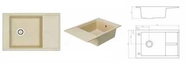 Мойка для кухни «Aquaton» Делия 78/51 искусственный камень шампань